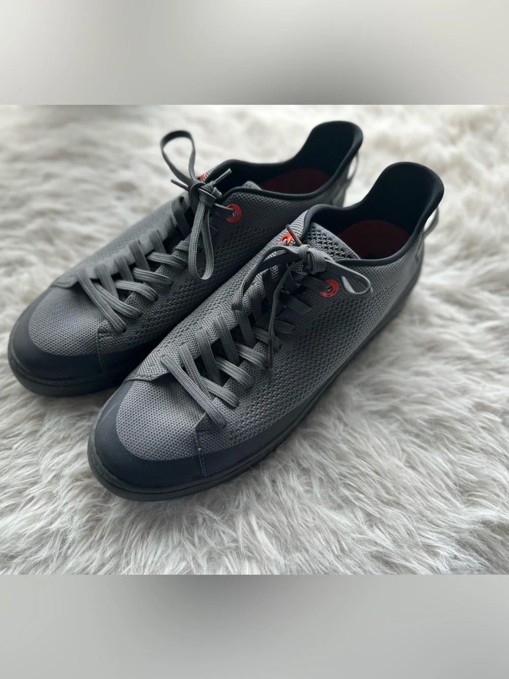 Swims Men's Gray Knit Tennis Sneakers with Orange Eyelet Accents 11
